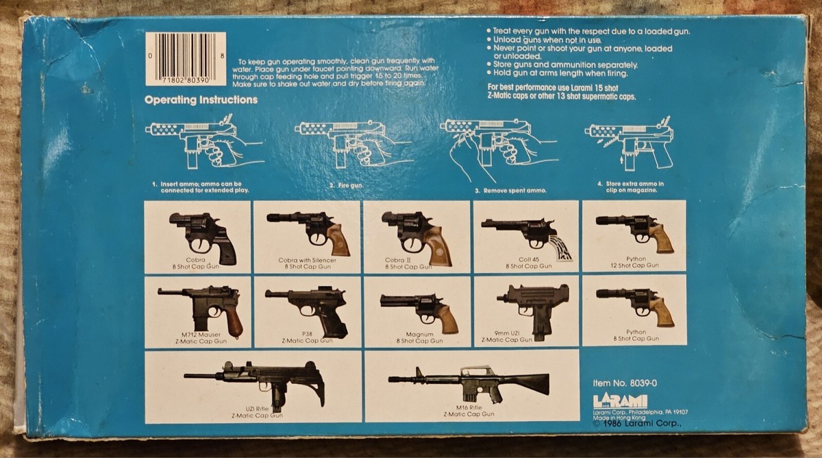 Larami TEC-9 Z-MATIC Cap Gun # 8039-0 New Sealed NOS Rare 1986