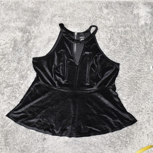 Torrid Women's Plus Size 3 Blouse Top Sleeveless Black Solid Polyester Crew Neck - 第 1/8 張圖片