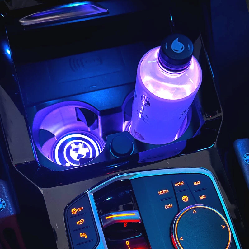 2x Portavasos LED Consola Interior Coche 7 Colores Luces Ambientales para BMW Foto 3 de 4