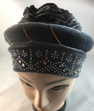 African Women Velvet Spandex Stretch Turban Hat Ladies Head Piece  Gray