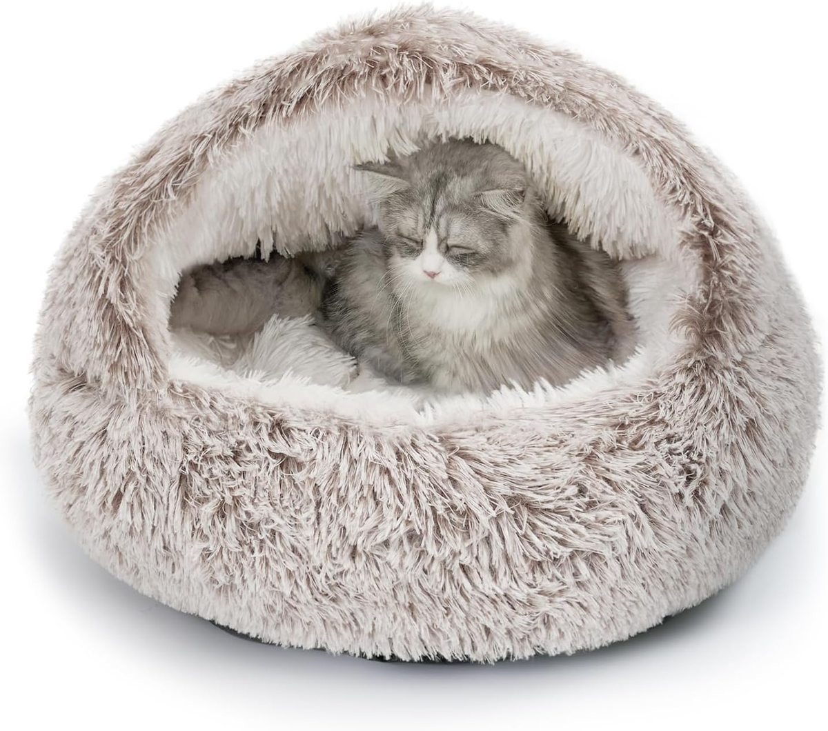 Cat Bed, Plush Hooded Cat Beds for Indoor Cats, Calming Cat Nest, Self  Warming C
