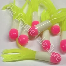 1.5" Tri-Color Crappie Jig Tube 50 Pack       Pink/White/Chartreuse
