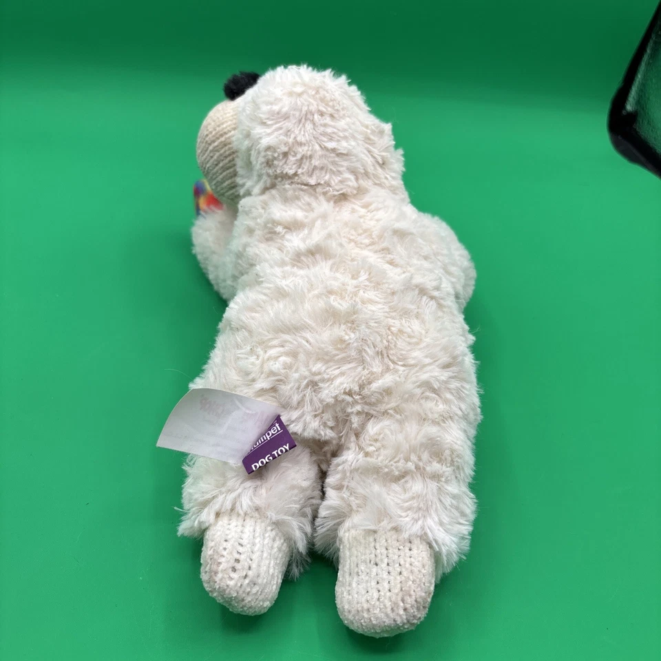 Multipet Lamp CHOP Dog Toy Argyle Orange 11 Inch Swirly Fetch Chew Squeaky Plush - Image 3 of 4