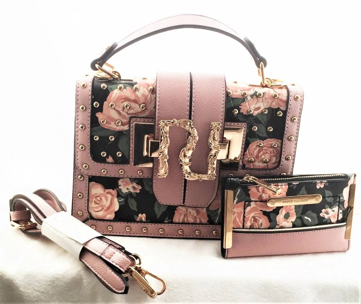 Beautiful River BNWT Island pink floral bag and purse