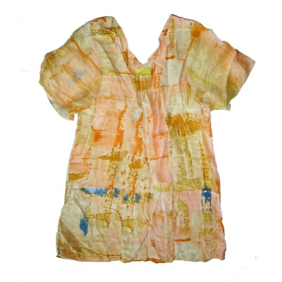 Anthropologie NWT Painted Ume Tunic Dress by Maeve - Yellow/Peach - SZ 2