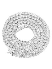 4mm 1 Row Real 925 Sterling Silver Bling Tennis Chain Necklace ANTI TARNISH