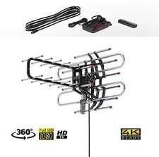 HDTV 1080P Outdoor Amplified Digital Antenna 360 Rotor HD TV UHF VHF FM 150 Mile