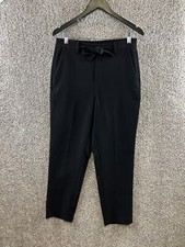 Nine West Black Dress Pants Belted Tie Waist Straight Leg Stretch Women's Size M