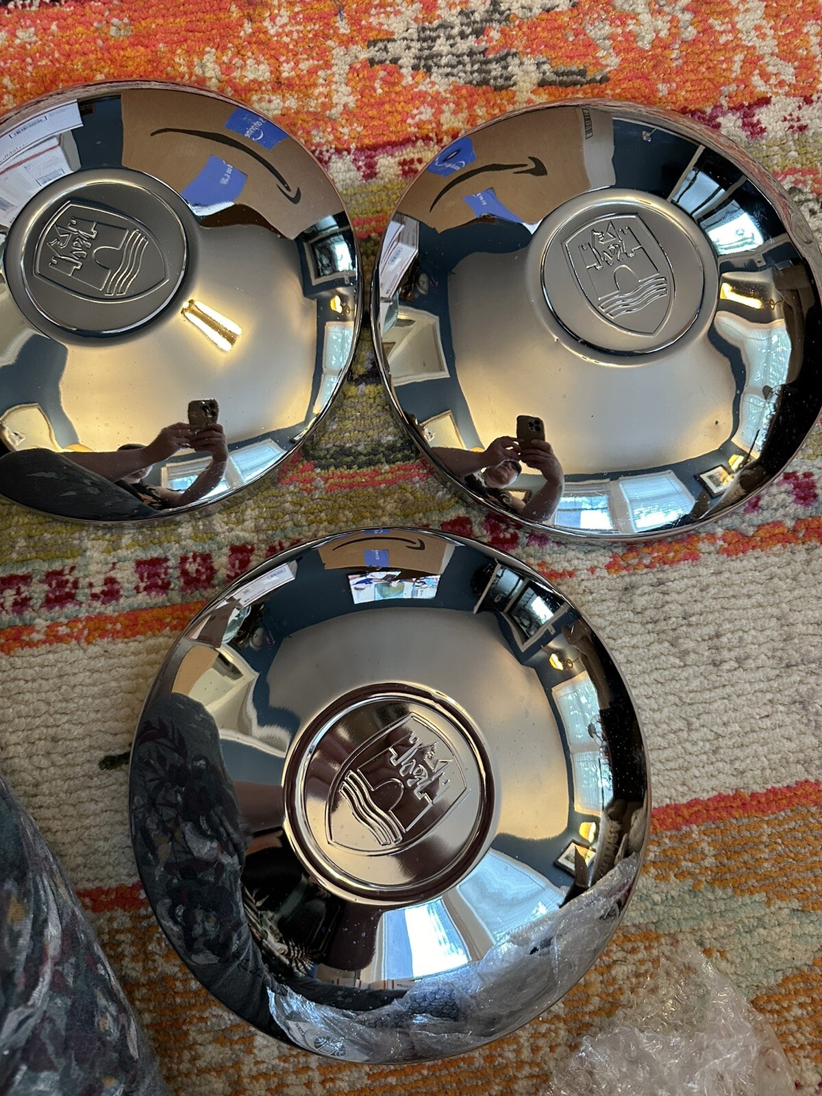 VW Repro Chrome Wolfsburg Logo Hub CapsSet Of 3 Only eBay