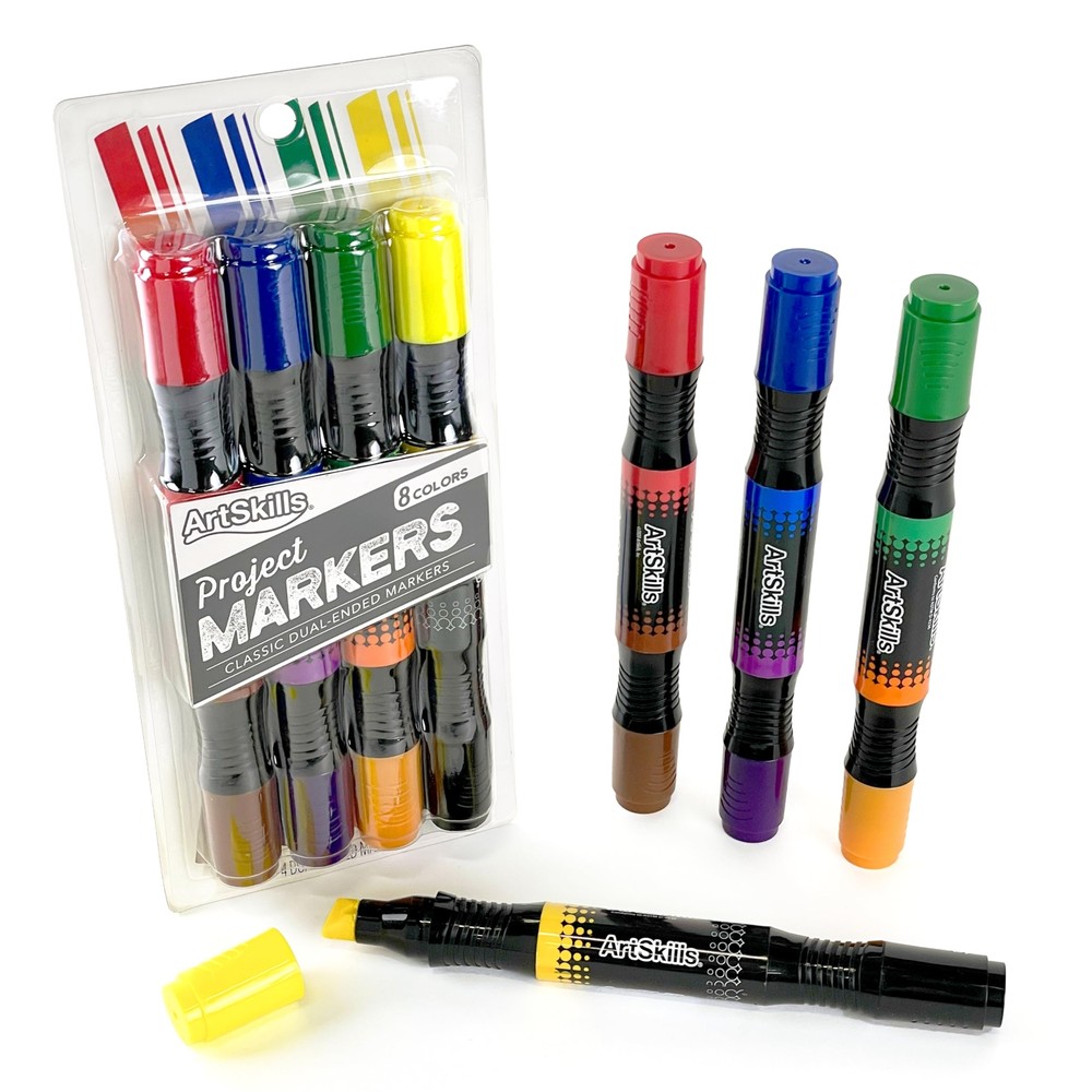 ArtSkills Dual-Ended Large Poster Markers, 8 Classic Colors, 4ct PA-4602