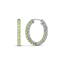 Peridot Inside-Out Womens Hoop Earrings 1.01 ctw 14K Gold JP:137839