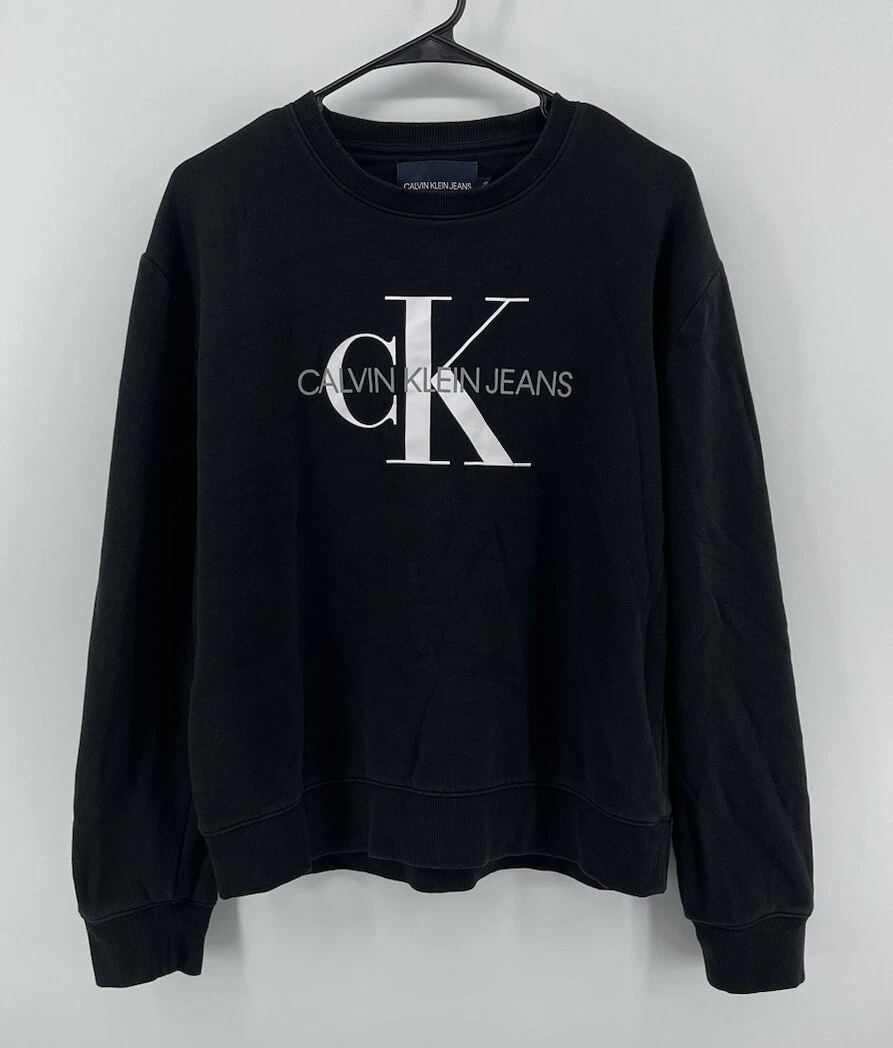 Calvin Klein Jeans Sweatshirt Womens Size Large Black White Big CK Logo  FastShip | eBay