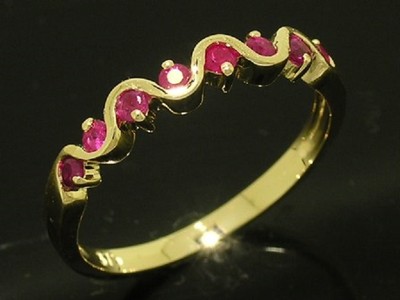 R108 - Genuine SOLID 9ct Yellow Gold Natural RUBY Wedding, Eternity Ring size N