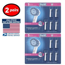2 Pairs of 5 count Oral-B Sensitive Gum Care Replacement Brush Heads