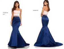 Sherri Hill blush/blue dress sz 2