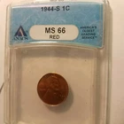 1944-S  ANACS  graded  MS-66  Red Lincoln uncirculated BU