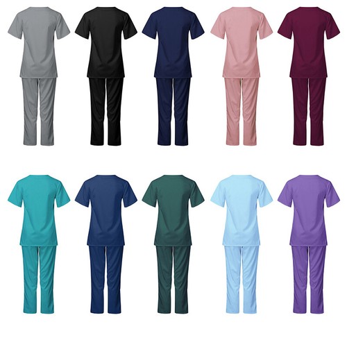 Medizinische Frauen Pflege Peeling Anzug V-Ausschnitt Krankenschwester Uniform T-Shirt Oberteile Hose Set Neu - Bild 7 von 22