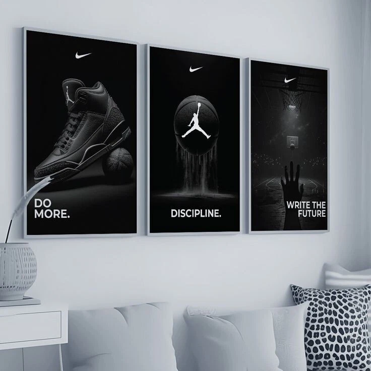 Set of 3 Nike "Write The Future" Art pieces canvas wall home decor Portrait Gift - Image 2 of 4