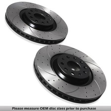 FRONT DRILLED GROOVED 340MM BRAKE DISCS FOR VW GOLF MK7 2.0 TDI GTD GTI R 13+