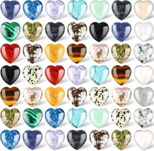 72 Pcs Natural Heart Shaped Crystal Stones 0.8 Inch Worry Stones Bulks Assorted