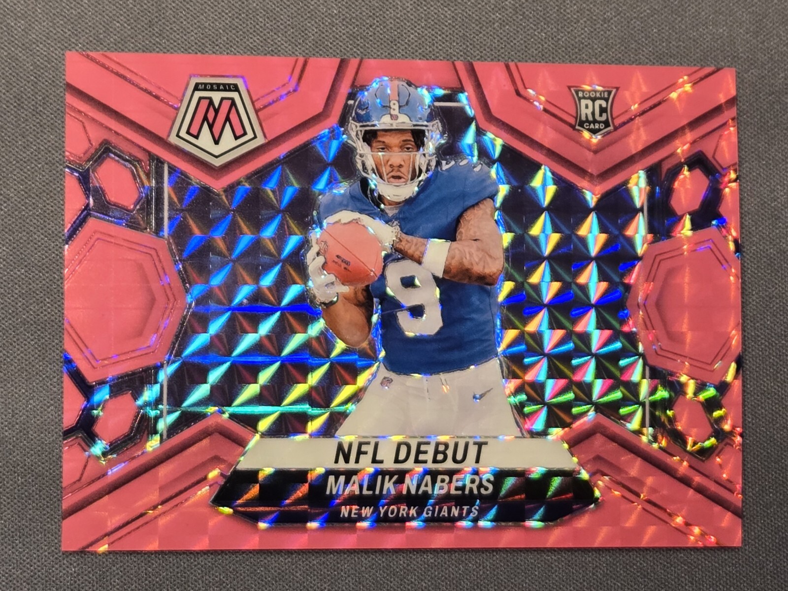2024 Mosaic Football Malik Nabers (RC) NFL Debut Pink Fluorescent Prizm #3/10