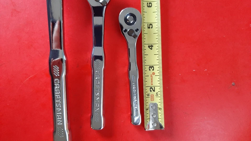 NEW CRAFTSMAN 3 Piece FULL POLISH Thin Low Profile 72T Ratchet Set 1/4 3/8" 1/2" - Image 2 of 4