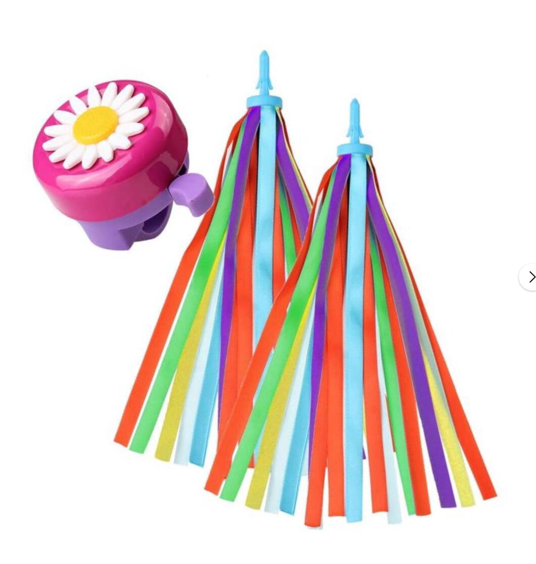 Bike Bell & Streamer for Girls | Cute Flower Design | Kids Bike Accessory
