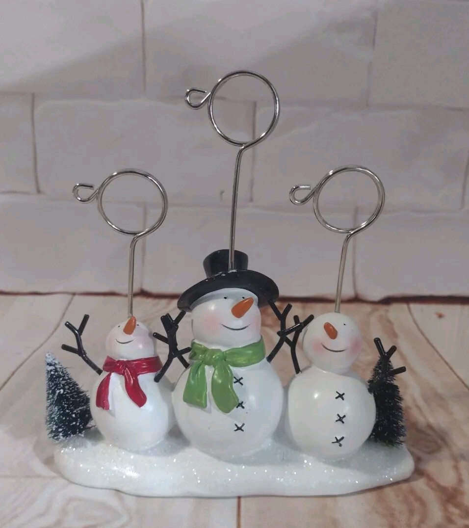 Christmas Card/Photo Holder Triple Snowman Christmas Photo Holder | eBay