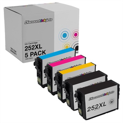 5PK 252XL BLACK COLOR Ink for Epson Worforce WF-3620 WF-3640 WF-7110 WF-7720DTWF