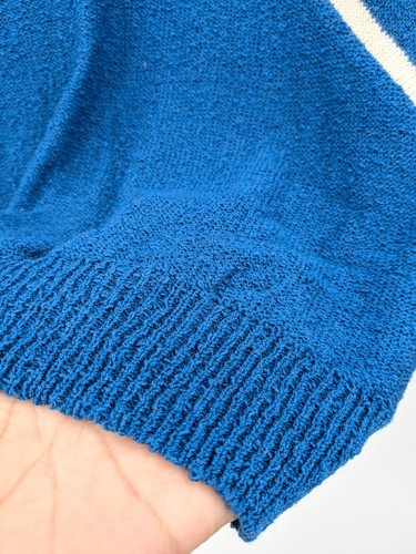 Vintage Gian Franco Dolman Sweater Women Size 12 Colorblok Eyelet Open Knit 90s - Picture 4 of 10