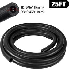 Rubber Fuel Hose Line Push Lock 3/16" ID SAE 30R7 NBR 25ft 300PSI Black