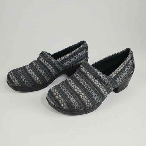 BOC Born Clogs Womens 10 M Nadiyya Shoes Striped Slip On Black White Fabric Work - Picture 4 of 12
