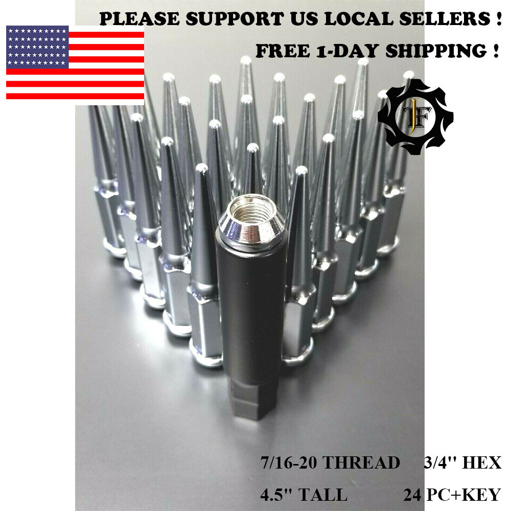 24) Whte Spke Lug Nuts 14x1.5 Thread Ptch + Key GMC Serra 1500