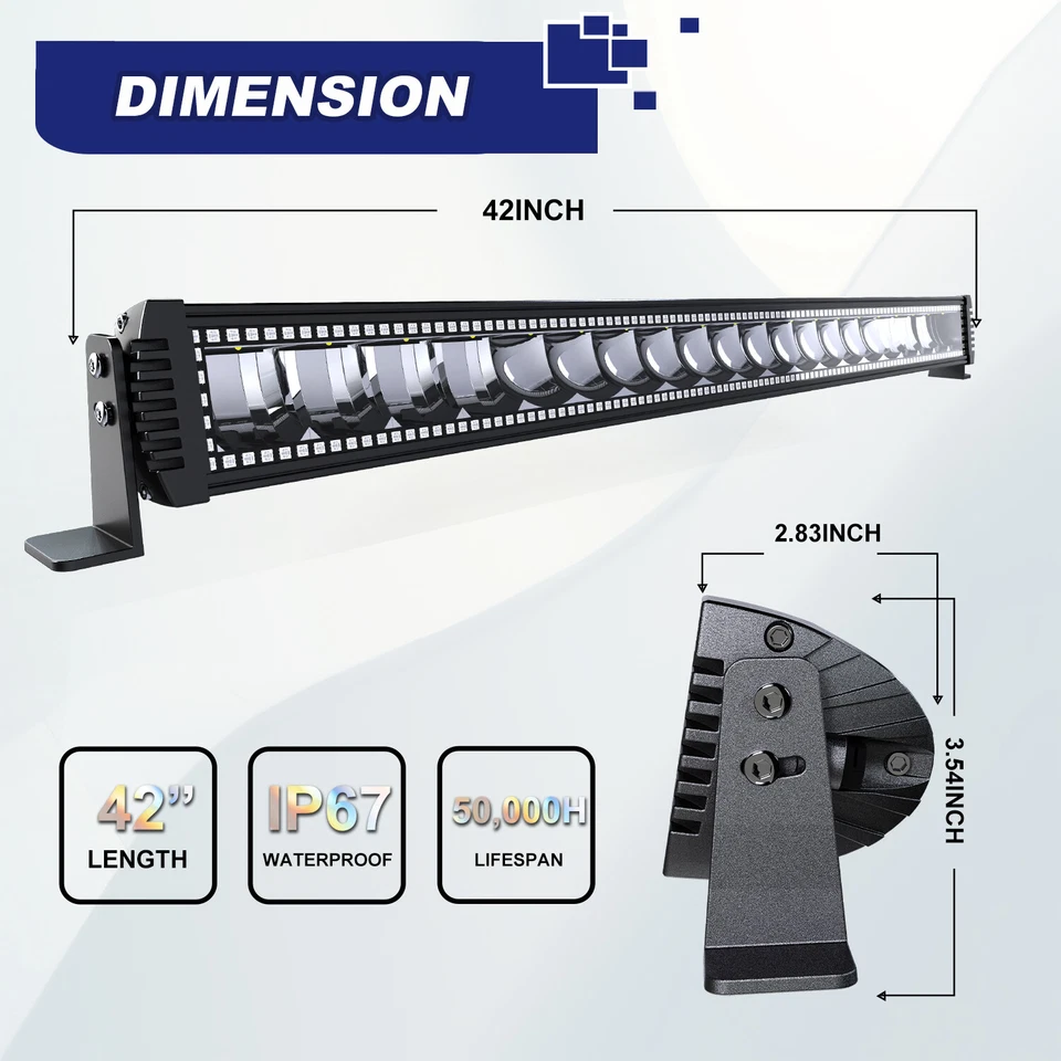 COMBO BARRA DE LUZ LED RGB 42" Cambio Persecución Estroboscópica Bluetooth 2-Vainas Luces de Roca Foto 2 de 4