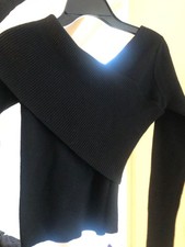Asymmetrical off shoulder black sweater
