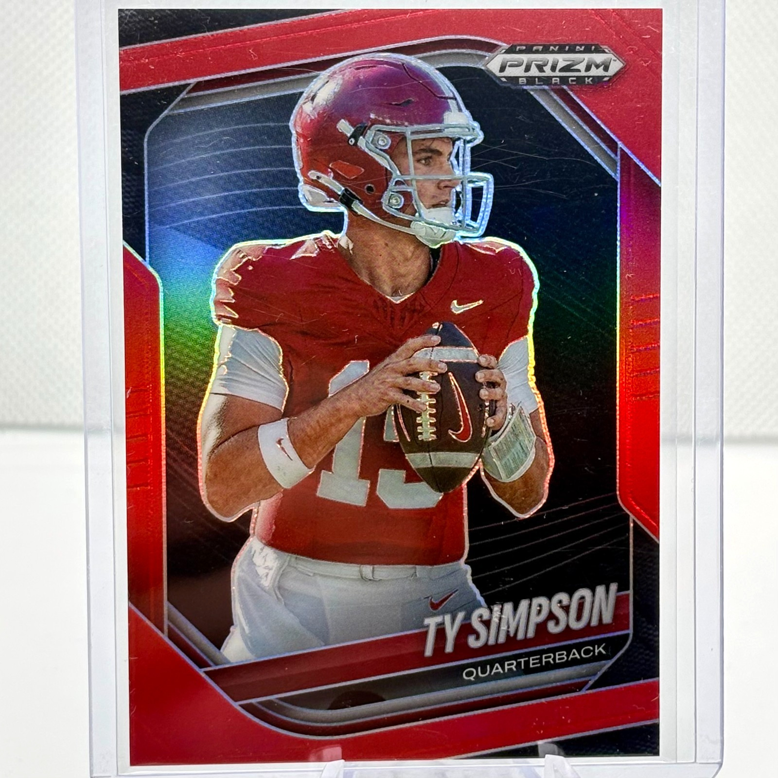 2025 Panini Prizm Black Ty Simpson #152 Red Prizm 013/299
