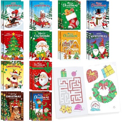 24 Pcs Christmas Mini Coloring Books Kids Xmas Party Favors Small Activity Bo...