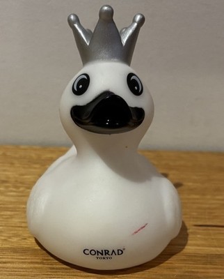 Conrad Hotel Tokyo Rubber Duck white Silver Crown Black Beak RARE Hard to find