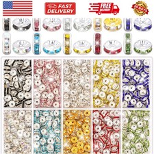 800 Pieces Rondelle Spacer Beads for Jewelry Making, 6mm Rhinestone Spacer Be...