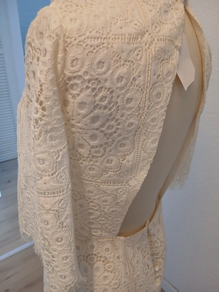 Neues Kleid Rückenfrei Weiß Spitze Etuikleid Gr.38 M Standesamt Sommer  - Bild 4 von 4