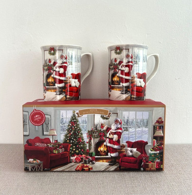 2 Tassen x The Leonardo Collection Weihnachten Weihnachtsmann MacNeil Studio verpackt