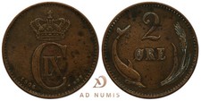 Danimarca 2 Ore 1906 Christian IX Moneta In Bronzo Danese Copenaghen