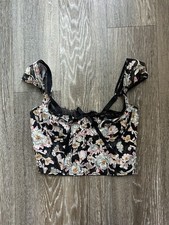 Victoria  s Secret Dream Angels Black Floral Mesh Bustier Top Romantic Coquette