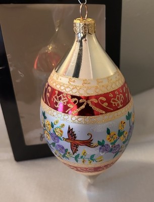 CHRISTOPHER RADKO 7'' Ornament FLEUR DE PROVENCE Tear Drop Flowers Birds With Box