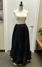 Beautiful Original Edwardian Pattern Black Polished Cotton Petticoat, SZ 26"-28"