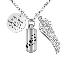 Cylinder Urn Necklace for Ashes Butterfly Cremation Jewelry for Ashes Memorial K