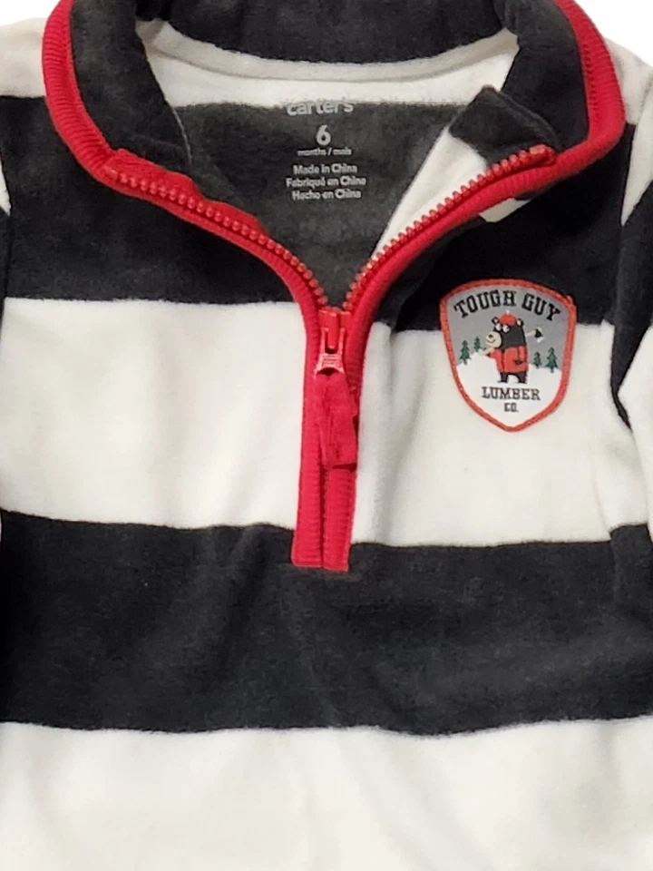 Juego de 2 piezas de conjunto Carters Infantil Niño Gris Rayas Tough Guy Fleece Rayas 6M Foto 2 de 2