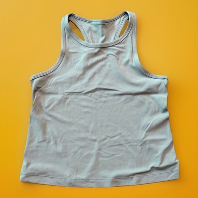 Lululemon Size 12 Align Nulu Racerback Tank Top Waist-Length Warm Ash Grey/Camel