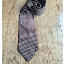 Giorgio Armani Tie Brown Gold Geometric Silk Made in Italy Designer Necktie