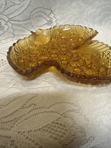 Vintage Fenton Amber Glass Ashtray - Fall Leaf Candy Dish Trinket From 1970s - Picture 4 of 8